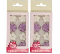 FunCakes Decorazioni di Zucchero Mix Fiori Viola, Pronti all'Uso per la Decorazione di Torte, Facile per Cupcake, Muffin e Altro, Set e 24 (Confezione da 2)