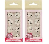FunCakes Decorazioni di Zucchero Occhi Ovali per torte: pronto per l'uso, perfetto per Halloween spettrale o cupcakes mostruosi, muffin e altro, certificato senza glutine, set / 32 (Confezione da 2)
