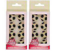 FunCakes Decorazioni in Fondant Calcio: pronto per l'uso per la decorazione di torte, perfetto per cupcakes da calcio, muffin e altro, certificato senza glutine, set / 8 (Confezione da 2)