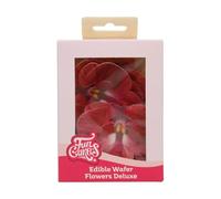 FunCakes Edible Wafer Flowers Deluxe Orchid Red Medium - Fiori Commestibili Decorazioni per Torte, Cupcake e Dolci - Confezione da 10