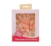 FunCakes Edible Wafer Flowers Deluxe Peony Orange Ombre Large - Fiori Commestibili Decorazioni per Torte, Cupcake e Dolci - Confezione da 1