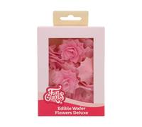 FunCakes Edible Wafer Flowers Deluxe Rose Rosalia Pink Medium - Fiori Commestibili Decorazioni per Torte, Cupcake e Dolci - Confezione da 15