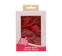 FunCakes Edible Wafer Flowers Deluxe Rose Rosalia Red Medium - Fiori Commestibili Decorazioni per Torte, Cupcake e Dolci - Confezione da 15