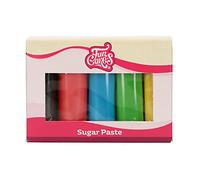 FunCakes Pasta di Zucchero Multipack Essential Colours: liscio, flessibile, morbido e pieghevole, halal, kosher e senza glutine. Colori: giallo, verde, blu, rosso, nero. 5 x 100 g