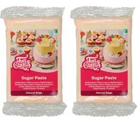 FunCakes Pasta di Zucchero Natural Beige: facile da usare, liscia, flessibile, morbida e pieghevole, perfetta per decorare torte, halal, kosher e senza glutine. 250 gr (Confezione da 2)