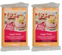FunCakes Pasta di Zucchero Tropical Orange: facile da usare, liscia, flessibile, morbida e pieghevole, perfetta per decorare torte, halal, kosher e senza glutine. 250 gr (Confezione da 2)