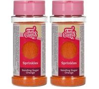 FunCakes Sanding Sugar Orange, Arancione: Gusto eccellente, Perfetto per Decorare Torte, Cake Pops, Caramelle, Biscotti e Cupcakes - 80 g (Confezione da 2)