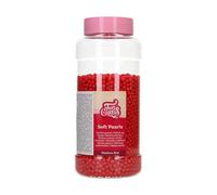 FunCakes Soft Pearls Medium Red: Perle di Zucchero Commestibili dal Gusto Delizioso - Ideali per Decorare Torte e Dolci, Edible Soft Sugar Pearls. 500 g.