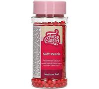 FunCakes Soft Pearls Perle di Zucchero, Medium Shiny Red, 80 g | Palline di Zucchero Commestibili, Perfette per Decorare Torte, Cupcake, Biscotti, Dolci e Altro, Decorazioni per Torte