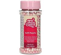 FunCakes Soft Perlas Media Rosa / Bianco: Cake Sprinkles, Great Taste, Perfect for Cake Decorating, Commestible Soft Perle di Zucherro. 60 g.