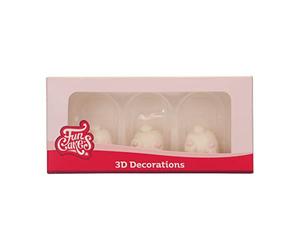 FunCakes Sugar Decorations 3D Bunny Butts: Decorazioni in Pasta di Zucchero Coniglietti 3D, Pronte all’Uso per Torte, Cupcake, Muffin e Biscotti - 3 Pezzi
