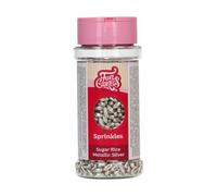 FunCakes Sugar Rice Metallic Silver: Sprinkles a Forma di Riso Argentato Metallizzato, Decorazioni per Torte, Cupcake e Biscotti, Zuccherini Decorativi, Cake Decorating - 80 g