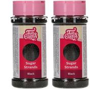 FunCakes Sugar Strands Black: Cake Sprinkles, Ottimo Gusto, Decorazioni di Zucchero, Ottimo per Decorare Torte, Cupcake e Biscotti, Sprinkles, 80 g (Confezione da 2)