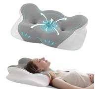 FUNCCUBE Cuscino cervicale per cervicale, cuscino in memory foam per alleviare il dolore durante il sonno, con federa rinfrescante, cuscino ergonomico e inodore, per dormire, spalle laterali, stomaco,
