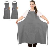 FunChaos 2 Pezzi Taglia Grossa Grembiule, Grigio Cuoco Grembiule, Unisex Grembiuli con 2 Tasche per Cucinare, BBQ, Lavoro, Professionale Grembiuli per Cameriere Pittore Parrucchiere (Taglia Grande)