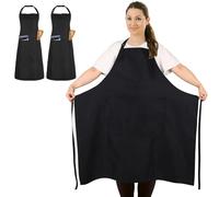 FunChaos 2 Pezzi Taglia Grossa Grembiule, Nero Cuoco Grembiule, Unisex Grembiuli con 2 Tasche per Cucinare, BBQ, Lavoro, Professionale Grembiuli per Cameriere Pittore Parrucchiere (Taglia Grande)