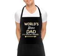 FunChaos Grembiule da Barbecue per Uomo, Miglior Papà del Mondo, Grembiule Nero Regolabile con 2 Tasche, Grembiule Personalizzato per Uomo Papà Marito Fidanzato Nonno