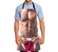 FunChaos Grembiule da Cucina Creativo Uomo Muscoloso 3D, Grembiule Regolabile, Impermeabile e Divertente per BBQ, Cosplay e Feste, Regalo per Uomini, Papà, Marito o Fidanzato, Uomo Muscoloso 03