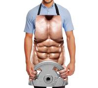 FunChaos Grembiule da Cucina Creativo Uomo Muscoloso 3D, Grembiule Regolabile, Impermeabile e Divertente per BBQ, Cosplay e Feste, Regalo per Uomini, Papà, Marito o Fidanzato, Uomo Muscoloso 02