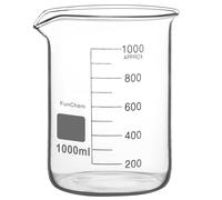 FunChem Becher in Vetro, 1 Confezione Becher Griffin Graduato a Forma Bassa in Vetro Borosilicato con Beccuccio Becher da Laboratorio 1000ml