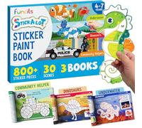 Funcils Paint by Sticker & Number for Kids - 30 colori by Sticker Paint Book | Travel, Airplane, Car Activities for Kids Ages 4-8 Girls Boys | Art & Crafts Games, Puzzle Books, Learning Educational