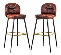 Funco Heigh Fucice in Pelle Schiena e poggiapiedi, Sedia Bar per l'isola della Cucina, sgabelli da Pranzo con capacità di libbre (marrone-2ps, 63 cm)