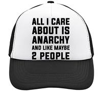Functon+ All I Care About is Anarchy and Like Maybe 2 People Mesh Back Trucker Cap regolabile Snapback Hat Casu Nero, Nero , Taglia unica