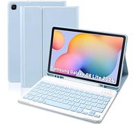 Funda Con teclado para tableta Galaxy S6 Lite, Funda de piel Con teclado Bluetooth desmontable en español para Samsung Tab S6 Lite de 10,4 pulgadas (SM-P610 / P615,2020), Azul