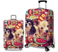 Funda de Maleta,Funda de Equipaje Elástica y Lavable Diseño Impreso de Animales en 3D Funda de Viaje Antiarañazos Se Adapta a Maletas de 18-32 Pulgadas (Perro Rojo,L (26-28 pulgadas))