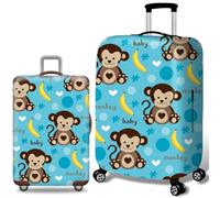 Funda de Maleta,Funda de Equipaje Elástica y Lavable Diseño Impreso de Animales en 3D Funda de Viaje Antiarañazos Se Adapta a Maletas de 18-32 Pulgadas (Mono Azul,L (26-28 pulgadas))