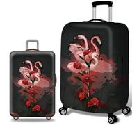 Funda de Maleta,Funda de Equipaje Elástica y Lavable Diseño Impreso de Animales en 3D Funda de Viaje Antiarañazos Se Adapta a Maletas de 18-32 Pulgadas (Flamenco Negro,S (18-21 pulgadas))