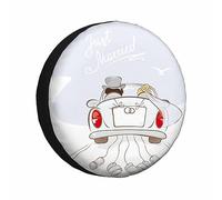 Funda de rueda de repuesto para recién casados, para coche, boda, novia, matrimonio romántico, luna de miel, amor, impermeable, universal, para caravana, remolque, RV, viajes (17 pulgadas)