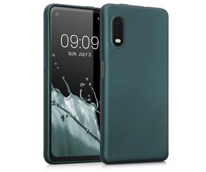 Funda kwmobile compatible con Samsung Galaxy Xcover Pro - Carcasa de silicona TPU suave y fina met lica - Verde azulado met lico