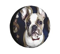 Funda para rueda de repuesto con diseño de bulldog francés, resistente a la intemperie, universal, para remolques, caravanas, SUV, camiones, viajes, coches, caravanas, remolques, accesorios de 15 pulg