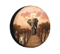 Funda para rueda de repuesto con diseño de elefante en un puente, resistente a la intemperie, universal, para remolques, caravanas, SUV, camiones, viajes, coches, caravanas, remolques, accesorios de 1