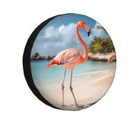 Funda para rueda de repuesto con diseño de flamencos playeros, resistente a la intemperie, universal, para remolques, caravanas, SUV, camiones, viajes, coches, caravanas, remolques, accesorios de 15 p