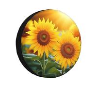 Funda para rueda de repuesto con diseño de girasoles y flores, resistente a la intemperie, universal, para remolques, caravanas, SUV, camiones, viajes, coches, caravanas, remolques, accesorios de 15 p