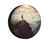 Funda para rueda de repuesto con diseño de mujer en la cima de una montaña, resistente a la intemperie, universal, para remolques, caravanas, SUV, camiones, viajes, coches, caravanas, remolques, acces