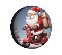 Funda para rueda de repuesto con diseño de Papá Noel en scooter, resistente a la intemperie, universal, para remolques, caravanas, SUV, camiones, viajes, coches, caravanas, remolques, accesorios de 14