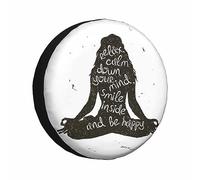 Funda para rueda de repuesto con silueta de mujer meditando, chica sentada en postura de loto, relajada y feliz. Protectores de ruedas universales resistentes a la intemperie, cubiertas para neumático
