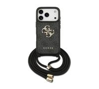 CG MOBILE Guess 4G Big Logo Cord Stap Crossbody Custodia per iPhone 17 Pro Max (nero)