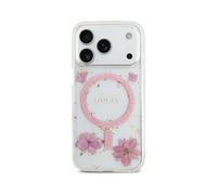 CG MOBILE Guess Resin Fiore Glitter Compatibile con MagSafe Custodia per iPhone 17 Pro (Rosa)