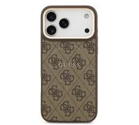 CG MOBILE Guess 4G PU Classic Logo compatibile con MagSafe Custodia per iPhone 17 Pro Max (marrone)