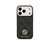 Funda per smartphone Guess Polipelle Nera Logo 4G Strass MagSafe per iPhone 17 Pro