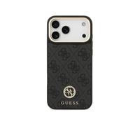 Funda per smartphone Guess Polipelle Nera Logo 4G Strass MagSafe per iPhone 17 Pro Max