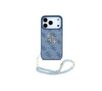 Funda per smartphone Guess Polipiel Blu Logo 4G Classico con Perle per iPhone 17 Pro Max