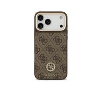CG MOBILE Guess 4G Logo Strass & Grandi Bottoni Metallici Compatibile con MagSafe Custodia per iPhone 17 Pro (marrone)