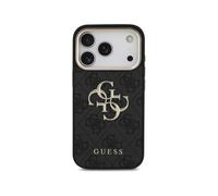 Funda per smartphone Guess Polipiel Nera Logo 4G Dorato Elegante per iPhone 17 Pro