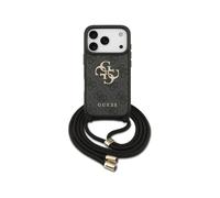 Funda per smartphone Guess PU Nero Logo 4G con cordino per iPhone 17 Pro