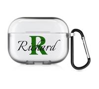 Funda personalizada con estilo de fuente a ambos lados para Apple AirPods Pro 3.ª generación (2025), funda DIY con tu nombre y foto, funda de regalo personalizada con llavero (semitransparente)